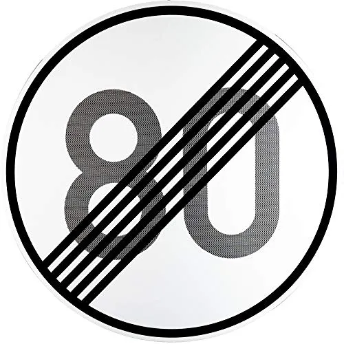 ORIGINAL Verkehrszeichen 278-80 * Ende der zulässigen Höchstgeschwindigkeit 80 km/h * Verkehrsschild Schild Schilder Strassenschild StVO Verbotsschild Straßenzeichen mit RAL Gütezeichen 600 mm 60 cm
