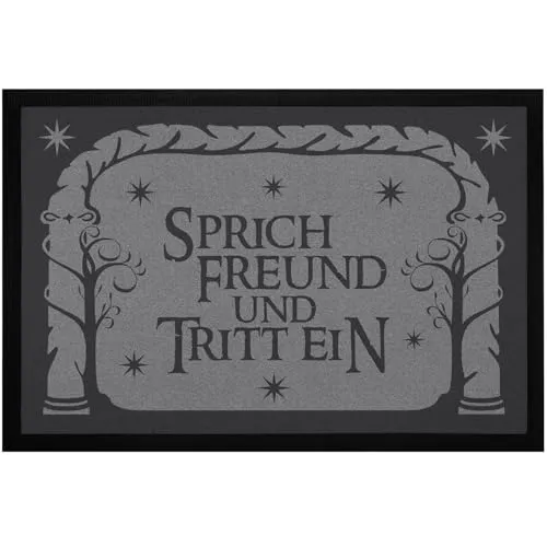 Moonworks® Fußmatte 'Sprich Freund und tritt ein' - Originelle Fußmatte mit Filmzitat für die Haustür, rutschfest und waschbar, ideal für drinnen und draußen, sorgt für saubere Schuhe und einen coolen Blickfang!