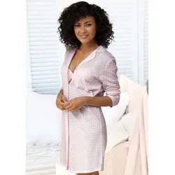 Lascana Damen Nachthemd - Nachthemd für Damen mit Reverskragen und Brusttasche, aus weicher Baumwollqualität, ideal für gemütliche Nächte.