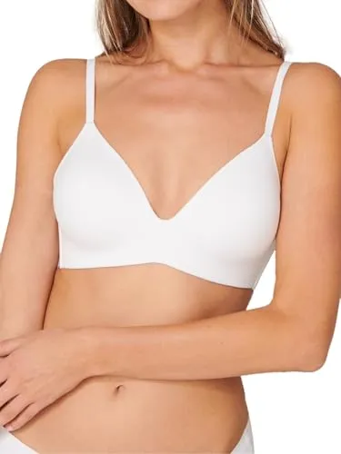 Schiesser Damen BH gepaddet ohne Bügel - Invisible Soft, weiss - Funktionsunterwäsche mit anpassbaren Trägern und Softschalen für optimalen Tragekomfort ohne Bügel.