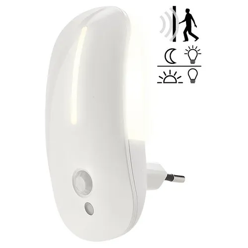 Lunartec LED-Steckdosen-Nachtlicht mit Bewegungsmelder & Dämmerungs-Sensor