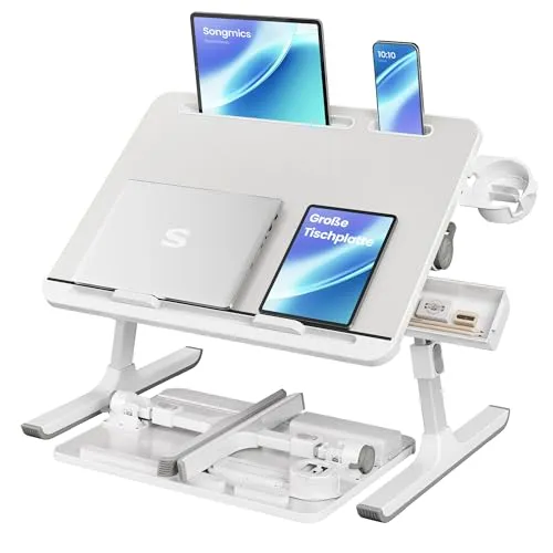 SONGMICS Laptoptisch grau, höhenverstellbar & faltbar