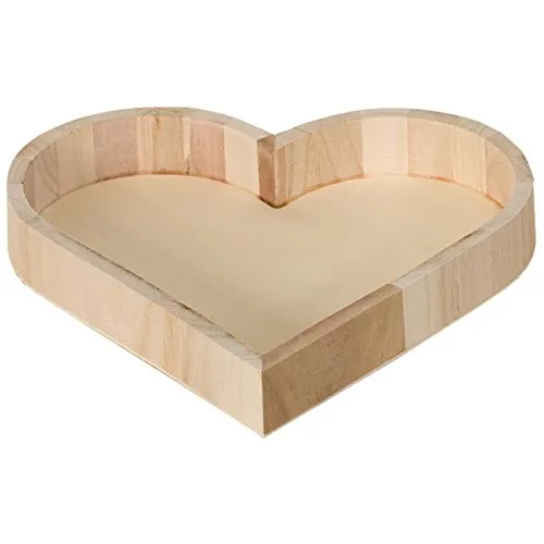 Artemio VIPPC Tablett, Herzform, Holz, Beige, 21 x 3,5 x 22 cm