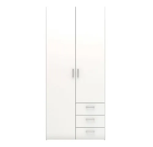 ebuy24 Kleiderschrank Spell - 2 Türen & 3 Schubladen in Weiß - Kleiderschrank in Weiß mit 2 Türen und 3 Schubladen, kombiniert Stil und Funktionalität. Hochwertige Materialien sorgen für Langlebigkeit und elegantes Design.