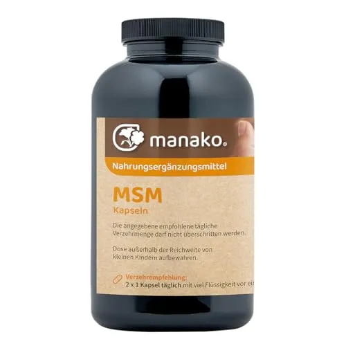MSM Kapseln - 365 vegane Stück - Laborgeprüfte 1600mg Tagesdosis (Methylsulfonylmethan) - Ohne Magnesiumstearat, hochdosiert und aus Deutschland