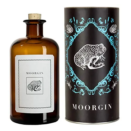 MOORGIN London Dry Gin - Handgemachter Genuss - Gin aus wild wachsenden Wacholderbeeren mit frischer Zitrusnote, perfekt für Cocktails oder pur. Ideal als Geschenk in einzigartiger Retro Apothekerflasche.