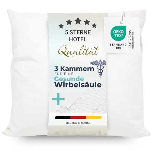 ZOLLNER Premium Federkissen 40x40 cm – Allergikerfreundlich - Kissen in Hotelqualität mit 90% Daunenanteil, waschbar bis 60°C und ideal für Allergiker – erleben Sie luxuriösen Schlafkomfort!