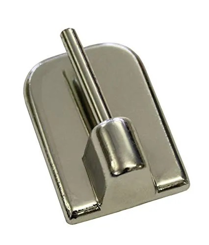 GARDINIA Klebehaken für Vitragestangen, 4 Stück, Mit Stahlstift, Selbstklebend, Höhe: 11 mm, Chrom