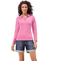 heine Langarm Poloshirt in Rosa, Größe 34