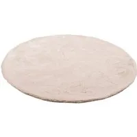 Pergamon Luxus Super Soft Fellteppich Plush Rund Beige 80x80cm - Hochwertiger Kunstfellteppich aus feinstem Polyester, extrem weich und flauschig. Ideal für gemütliche Wohnbereiche wie Wohnzimmer und Schlafzimmer, schafft er eine einladende Atmosphäre.