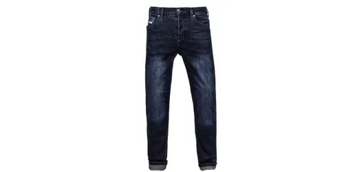 John Doe XTM Motorrad Jeans Herren Stretch mit Protektoren - Blau 30/32 - Hochwertige Motorrad Jeans aus XTM Fiber mit optimalem Schutz und Tragekomfort. Wasserabweisend und atmungsaktiv für angenehmes Fahren. Inklusive CE-zertifizierten Protektoren für Knie und Hüfte.