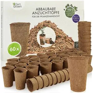 OwnGrown Anzuchttöpfe BEGR-300181, 60 Stück, Ø 4,5 cm, aus Zellulose, biologisch abbaubar