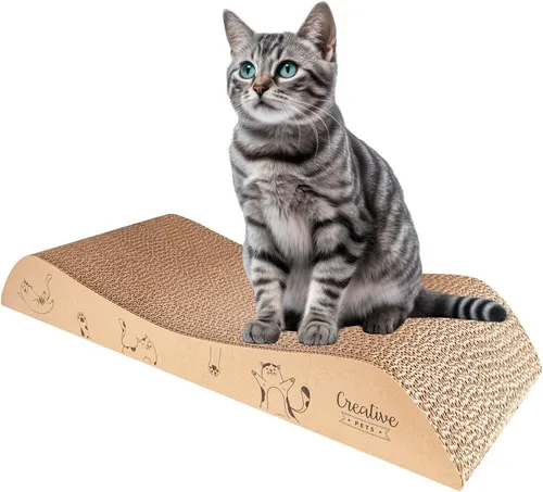 Creative Pets Katzen Kratzbrett 57 x 21 x 8 cm - Hochwertige Kratzpappe für Katzen - Kratzpads für Katzen: Robuste Kratzmöbel aus natürlicher Wellpappe, ideal für Krallenpflege und Möbel- schutz. Perfekte Größe für entspannende Nutzung und gesunde Bewegung.