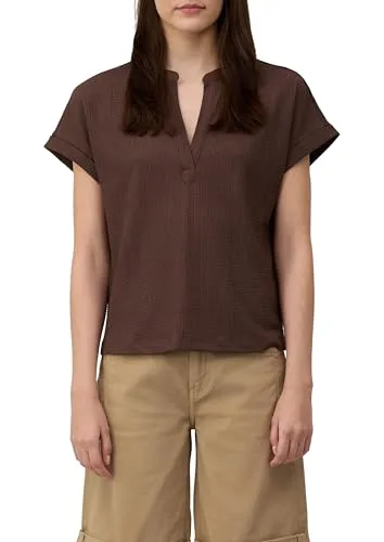 s.Oliver Strukturiertes T-Shirt im Relaxed Fit mit V-Ausschnitt