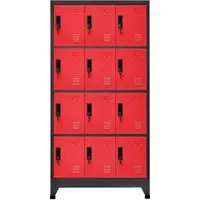 vidaXL Schließfachschrank Anthrazit und Rot 90x45x180 cm - Werkstatteinrichtung mit 12 abschließbaren Fächern für sichere Aufbewahrung, langlebig aus Stahl und ideal für Schulen oder Büros.
