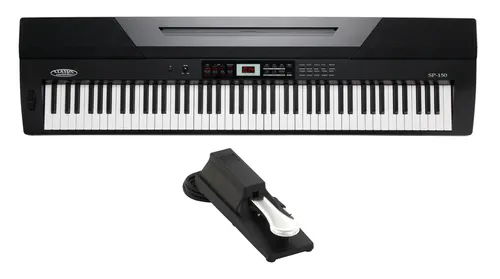 Classic Cantabile SP-150 BK Stagepiano Set - Keyboards mit 88 Soft-Touch Tasten, max. 64-fache Polyphonie und umfangreicher Aufnahmefunktion, ideal für Einsteiger und Profis, inklusive Sustainpedal.