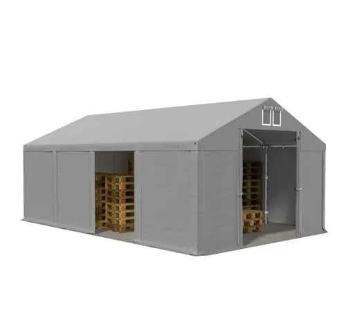 DAS COMPANY Lagerzelt 3x8m wasserdicht grau Zelt 560g/m² PVC Plane hochwertig Zelthalle Summer SD - Faltpavillon - Gartenpavillon - Pavillon - Lagerhallen - Gartenhaus - Zeltgarage - Garagenzelt