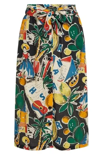 King Louie Maxirock Lola Button Skirt Tropez Schwarz 38