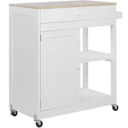 Praktischer Servierwagen Trapani im Landhausstil - Servierwagen im Landhausstil mit geräumiger Schublade und Ablageflächen, ideal für Küche und Essbereich. Leicht zu schieben dank praktischer Rollen.