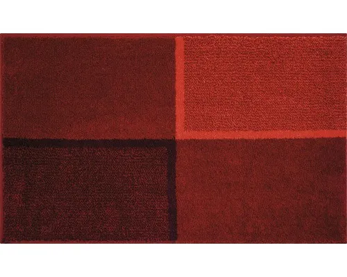 Badteppich Grund Diviso 70 x 120 cm - Rubinrot - Badvorleger aus weichem Polyacryl, rutschfest und farbenfroh für ein gemütliches Badezimmerambiente.