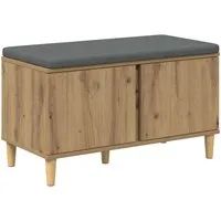 vidaXL Flurbank mit Kissen in Artisan-Eiche - Stylische Flurbank mit großzügigem Stauraum und bequemem Kissen. Ideal für moderne Eingangsbereiche, vereint Funktionalität und elegantes Design.