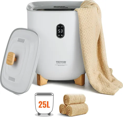 VEVOR Handtuchwärmer Eimer 25 L mit LED-Anzeige - Wäscheständer mit automatischer Abschaltung, gleichmäßige Wärme für zwei große Handtücher – ideal für ein entspannendes Spa-Erlebnis zu Hause.