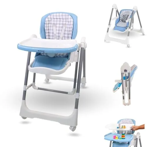 Mobiclinic® kids, Kinderhochstuhl mit schaukel, 2 in 1, 6-36 monate, 15kg, Nala, Kombihochstuhl, Babywippe, Klappbar, Verstellbar, Doppeltes abnehmbares tablett, 360° drehbare rollen, 5-punkt-gurt