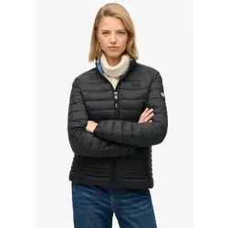 Superdry W5012067A Fuji Lite Jacke für Damen in Schwarz (L) - Eng anliegende Steppjacke aus 100% recyceltem Nylon, leicht und funktional mit Reißverschlusstaschen. Individuell anpassbar durch elastischen Kordelzug und Bündchen. Ideal für lässige Outfits.