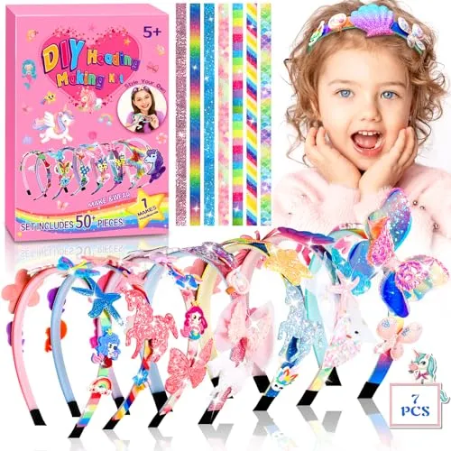 ZLPABO Bastelset Kinder 4-8 Jahre - 49 Teiliges Bastelset Weihnachten Geschenk mädchen ab 4 Jahre - DIY Haarschmuck-Herstellung Bastelset Kinder - Mode Mädchen Haar-Accessoires-Making Kit