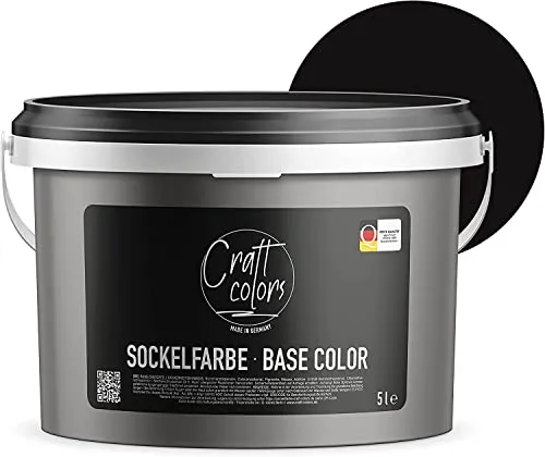 Craft colors Sockelfarbe 5L schwarz | hochwertige Farbe für Beton, Mauerwerk, Kellerwand, Fassade & Dachflächen | Nassabriebklasse 1 | Made in Germany | Wetter & UV-Beständig