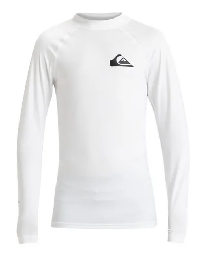 QUIKSILVER Everyday Neopren Shirt für Kinder, Gr. 8, weiß - Neoprenanzüge - Langärmliges Surf-T-Shirt mit UPF 50, chlorbeständig und feuchtigkeitstransportierend, ideal für aktive Jungen 8-16.