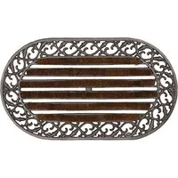 Relaxdays Fußabtreter Gusseisen oval mit Bürsten - Robuster Fußabtreter im Jugendstil, ca. 4 x 73 x 42 cm, ideal für den Landhausstil. Wetterfestes Gusseisen mit rutschfesten Füßen sorgt für optimale Schuhreinigung und schützt Ihren Boden.