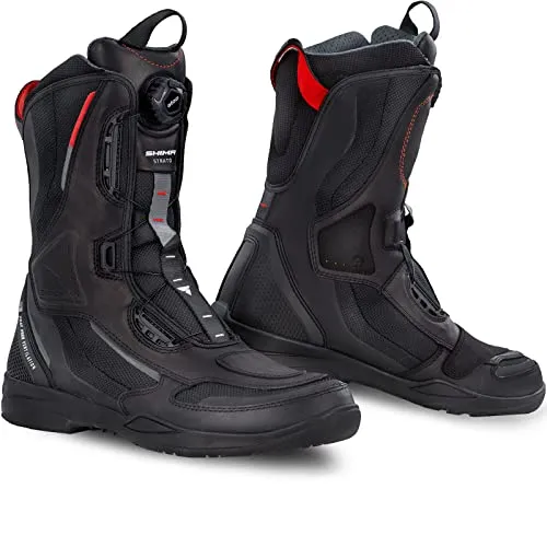 SHIMA STRATO Motorradstiefel Herren und Damen - Wasserdichte Tourenstiefel aus Leder - Motorradstiefel mit verstärktem Schutz für Fuß und Knöchel, schnellem An- und Ausziehmechanismus und optimaler Belüftung für maximalen Komfort.