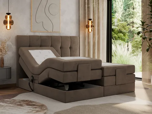 Motor BSB 200x200 Beige - Hochwertiges Komfortbett - Betten - Komfortbetten - Stilvolles Design in Beige und Braun, ideal für entspannte Nächte und hohen Schlafkomfort.