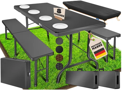 KESSER Bierzeltgarnitur 3-teilig Set - Robuste und klappbare Bierzeltgarnitur für drinnen und draußen – ideal für Partys, Veranstaltungen oder Grillabende. Mit Tragegriff und platzsparend verstaut, für bis zu 10 Personen.