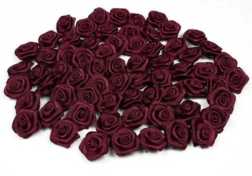 Creativery Streudeko, Satinrosen 15mm zum Basteln & Aufnähen 100 Stück