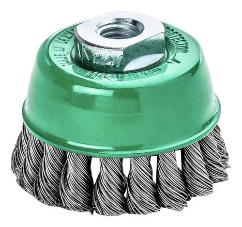 Lessmann Topfbürste V4A M14 gezopft 65 x 0,5 mm - Bürsten für effizientes Entrosten und Reinigen, aus hochwertigem V4A Edelstahl für lange Haltbarkeit und Korrosionsbeständigkeit.