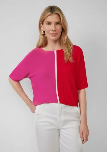 s.Oliver Kurzarmpullover Strickpullover Feiner Strickshirt in Colour-Blocking-Optik
