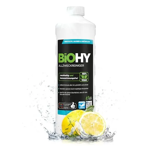 BiOHY Allzweckreiniger Konzentrat (1l Flasche) | Bio Allesreiniger für Boden und Haushalt | Kalkreiniger Konzentrat mit universaler Anwendung | schnell und effektiv | Universalreiniger