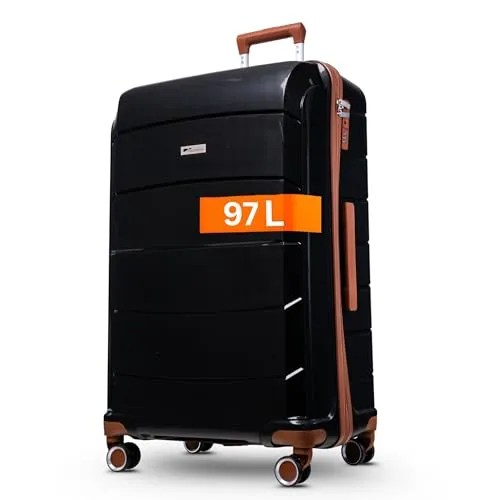 Cocoono Graz Koffer Groß 97 Liter Volumen - Hartschalenkoffer XL mit TSA Schloss, 4 Rollen, Schwarz