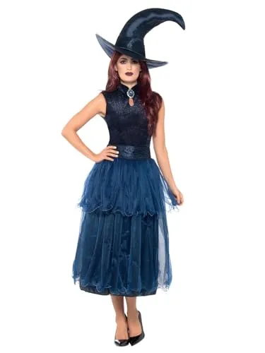 Smiffys Deluxe Midnight Witch Costume, Blue Halloween und Karneval
