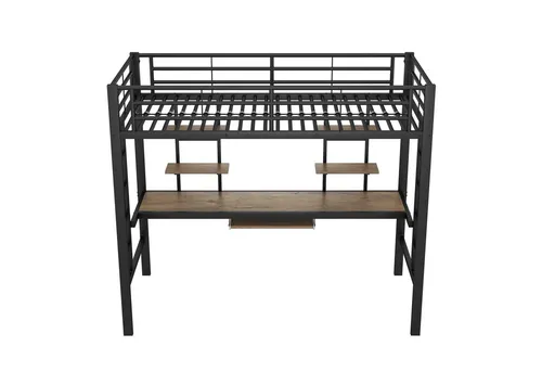REDOM Bett Eisenbett, Bettgestell Metallbett, Hochbett mit Schreibtisch (Für Kinder, Jugendliche und Erwachsene, 90x200cm), Matratze nicht enthalten