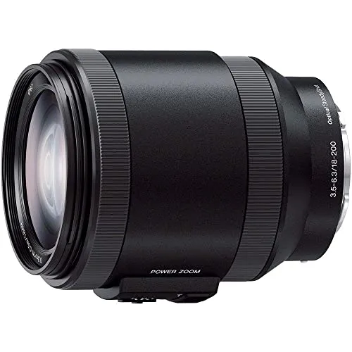 Sony SEL-P18200 Powerzoom-Objektiv - Objektiv mit 18-200 mm Brennweite und F3.5-6.3 Blende, ideal für kreative Videoaufnahmen dank weichem Zoom und optischem SteadyShot-Bildstabilisator.