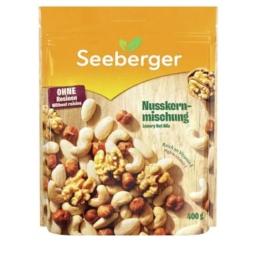 Seeberger Nusskernmischung: Pure Nuss-Mischung ohne Rosinen - Nuss-Mischungen, glutenfrei und reich an Vitamin E, ideal für gesunde Snacks mit intensivem Nuss-Aroma.