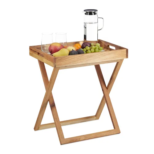 Klappbarer Tabletttisch - Serviertisch und Beistelltisch - Praktischer klappbarer Beistelltisch aus Holz, leicht und abnehmbar mit nur 2,5 kg. Ideal für flexible Nutzung in jedem Raum.