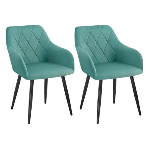WOLTU 2er Set Esszimmerstühle mit Armlehne in türkis von WOLTU