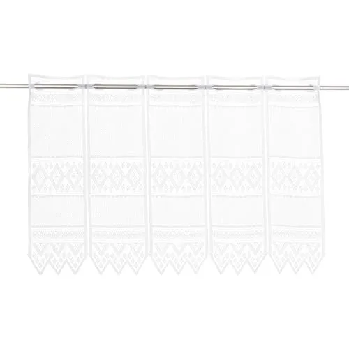 Gardinen Kranzusch Scheibengardine Jacquard grafisch 45x65 cm H/B Weiß Bistrogardine Vorhang Küche 1er Pack