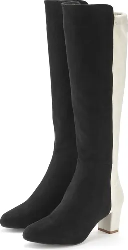LASCANA Damen Stiefel, Gr. 37, schwarz/weiß - Wanderschuhe mit bequemen Blockabsatz und Reißverschluss für einfachen Einstieg. Ideal für Freizeit und Büro, vielseitig kombinierbar zu Jeans und Kleidern.