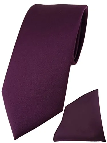 TigerTie Herren Krawatte – Klassische 7,5 cm Krawatte Designer Einstecktuch in bordeauxviolett einfarbigem Design, ideal für Geschäftstermine, festliche Anlässe und die Freizeit