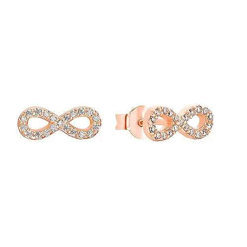 Produktbild s.Oliver Ohrstecker 925 Sterling Silber Damen Ohrstecker, mit Zirkonia synth., 0,5 cm, Roséfarben, Infinity, Kommt in Schmuck Geschenk Box, 2032883